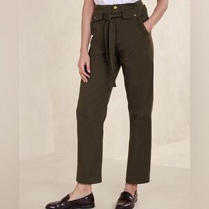 Banana Republic Dark Green Tie-Waist Chinos